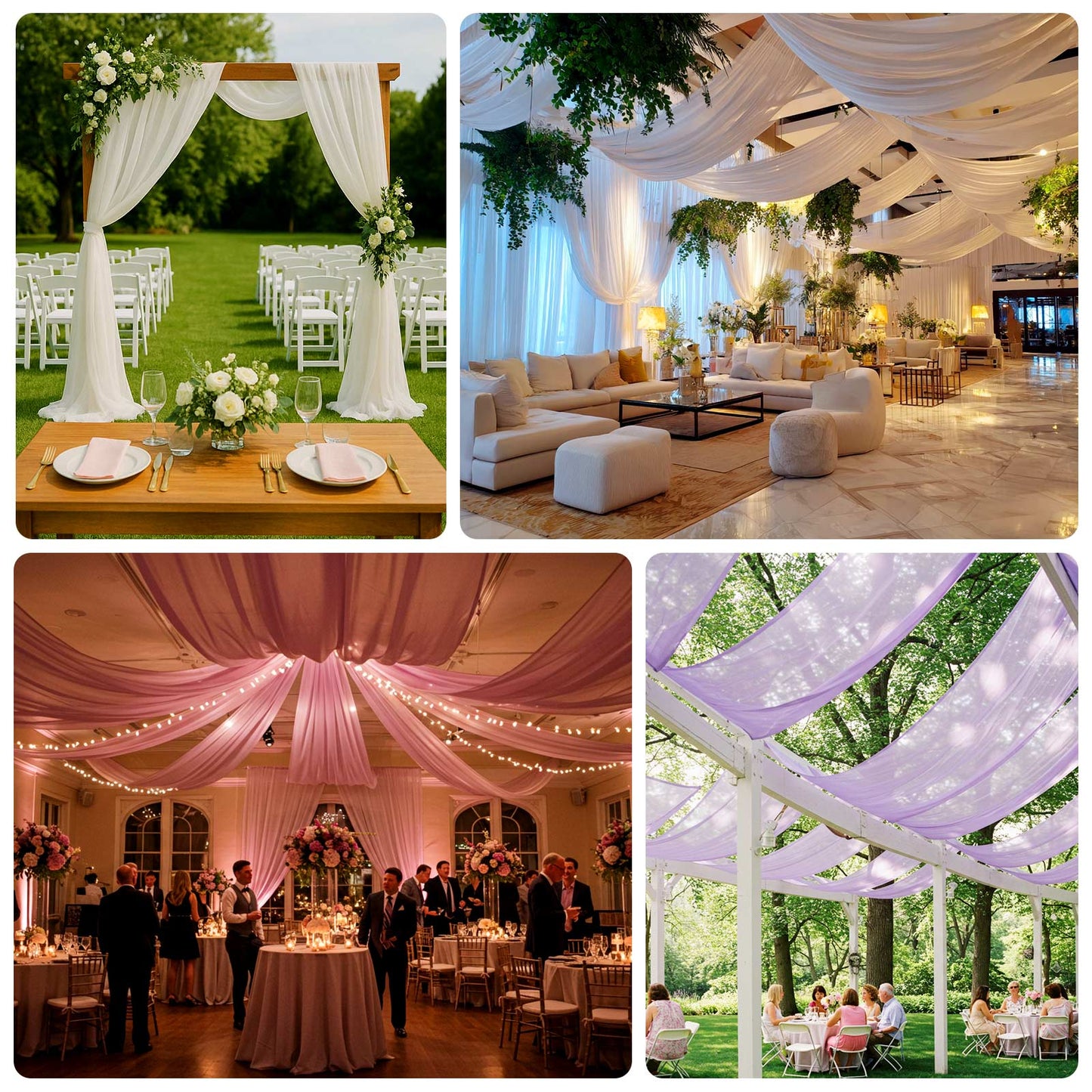 Dusty Blue Sheer Backdrop Drape â€“ 5ft x 14ft Wedding Arch & Ceiling Decor Panel, Wrinkle Free with Soft Shimmer