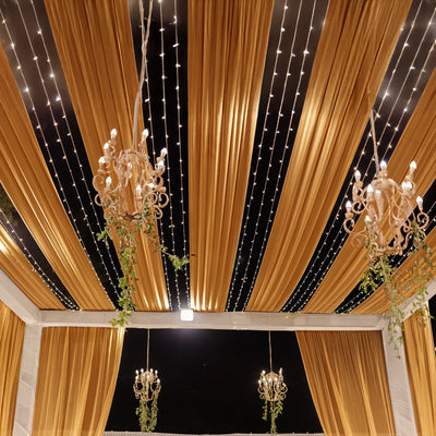 Gold Sheer Backdrop Drape â€“ 5ftx32ft Wedding Arch & Ceiling Decor Panel, Wrinkle Free with Soft Shimmer
