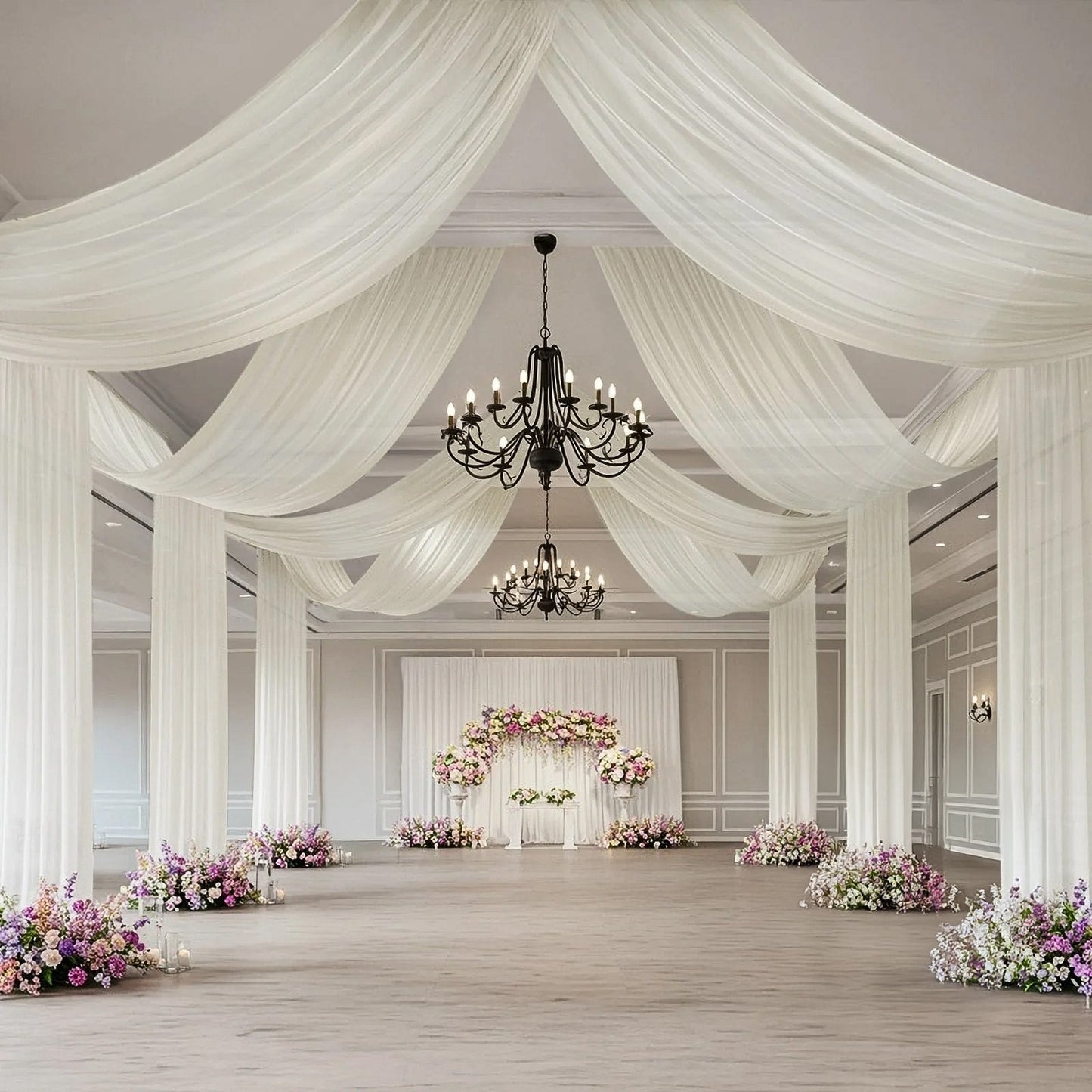 Ivory Sheer Backdrop Drape â€“ 5ftx32ft Wedding Arch & Ceiling Decor Panel, Wrinkle Free with Soft Shimmer