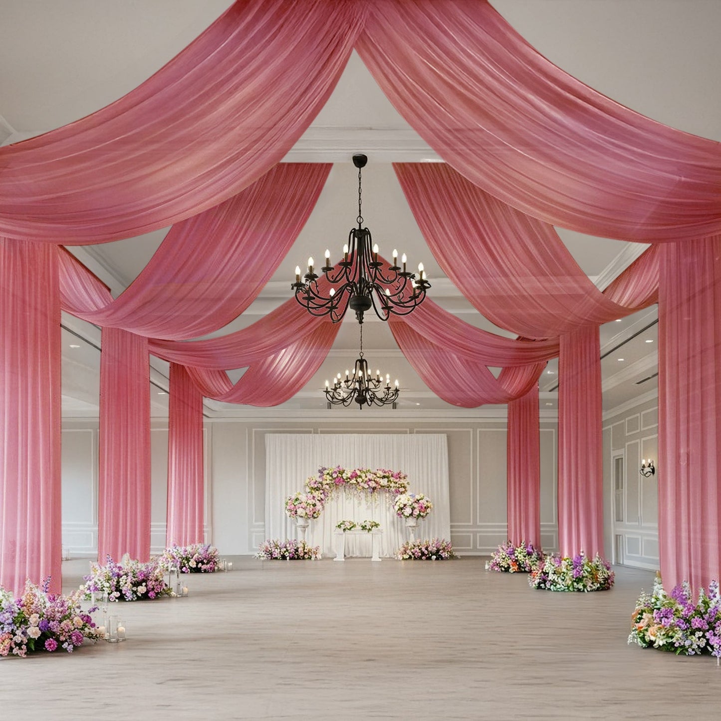 Mauve Cinnamon Rose Sheer Backdrop Drape â€“ 5ftx32ft Wedding Arch & Ceiling Decor Panel, Wrinkle Free with Soft Shimmer
