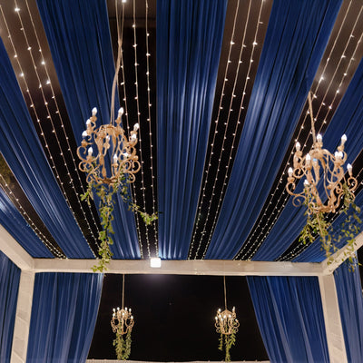 Navy Blue Sheer Backdrop Drape â€“ 5ftx32ft Wedding Arch & Ceiling Decor Panel, Wrinkle Free with Soft Shimmer