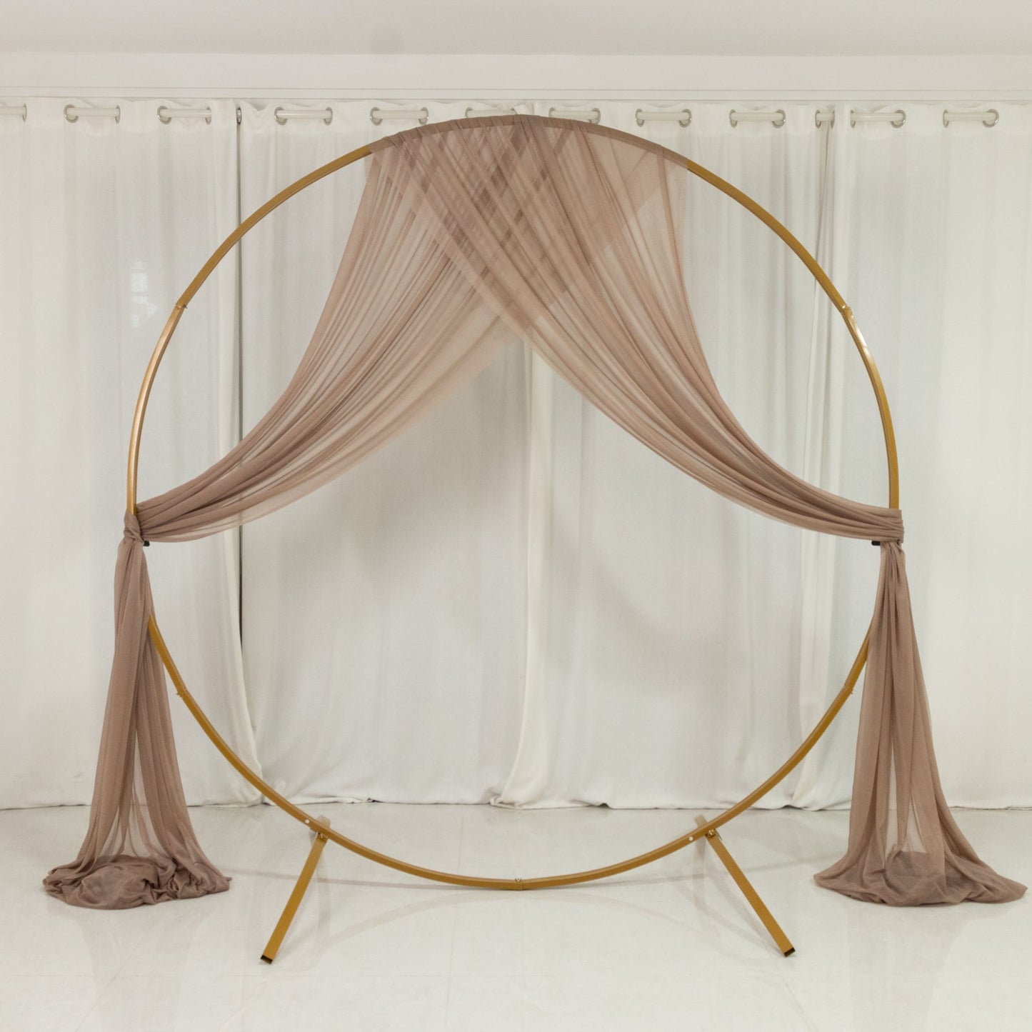 Taupe Sheer Backdrop Drape â€“ 5ftx32ft Wedding Arch & Ceiling Decor Panel, Wrinkle Free with Soft Shimmer