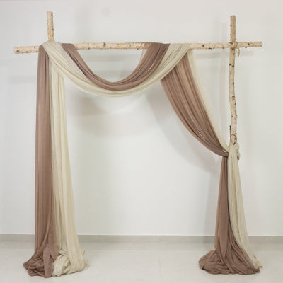 Taupe Sheer Backdrop Drape â€“ 5ftx32ft Wedding Arch & Ceiling Decor Panel, Wrinkle Free with Soft Shimmer