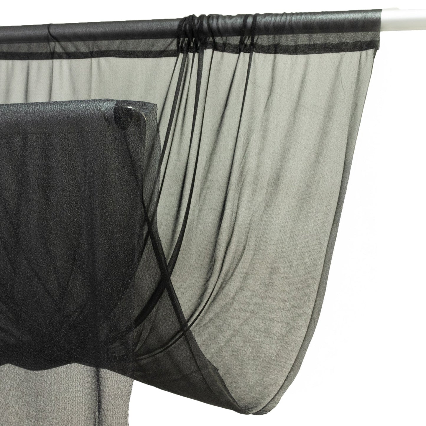 Sheer Backdrop Curtain Panel 5ft Ã— 10ft Black â€“ Wedding Arch Drape with Rod Pocket