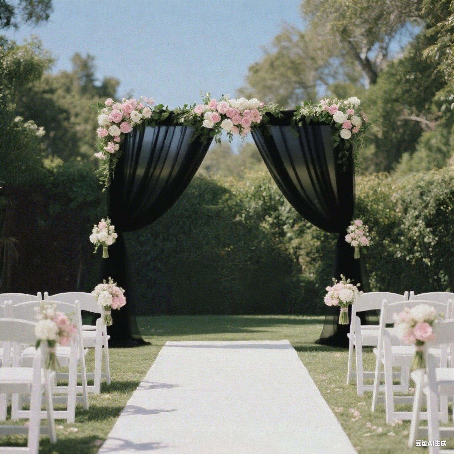 Sheer Backdrop Curtain Panel 5ft Ã— 10ft Black â€“ Wedding Arch Drape with Rod Pocket