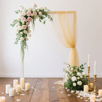 Sheer Backdrop Curtain Panel 5ft Ã— 10ft Champagne â€“ Wedding Arch Drape with Rod Pocket
