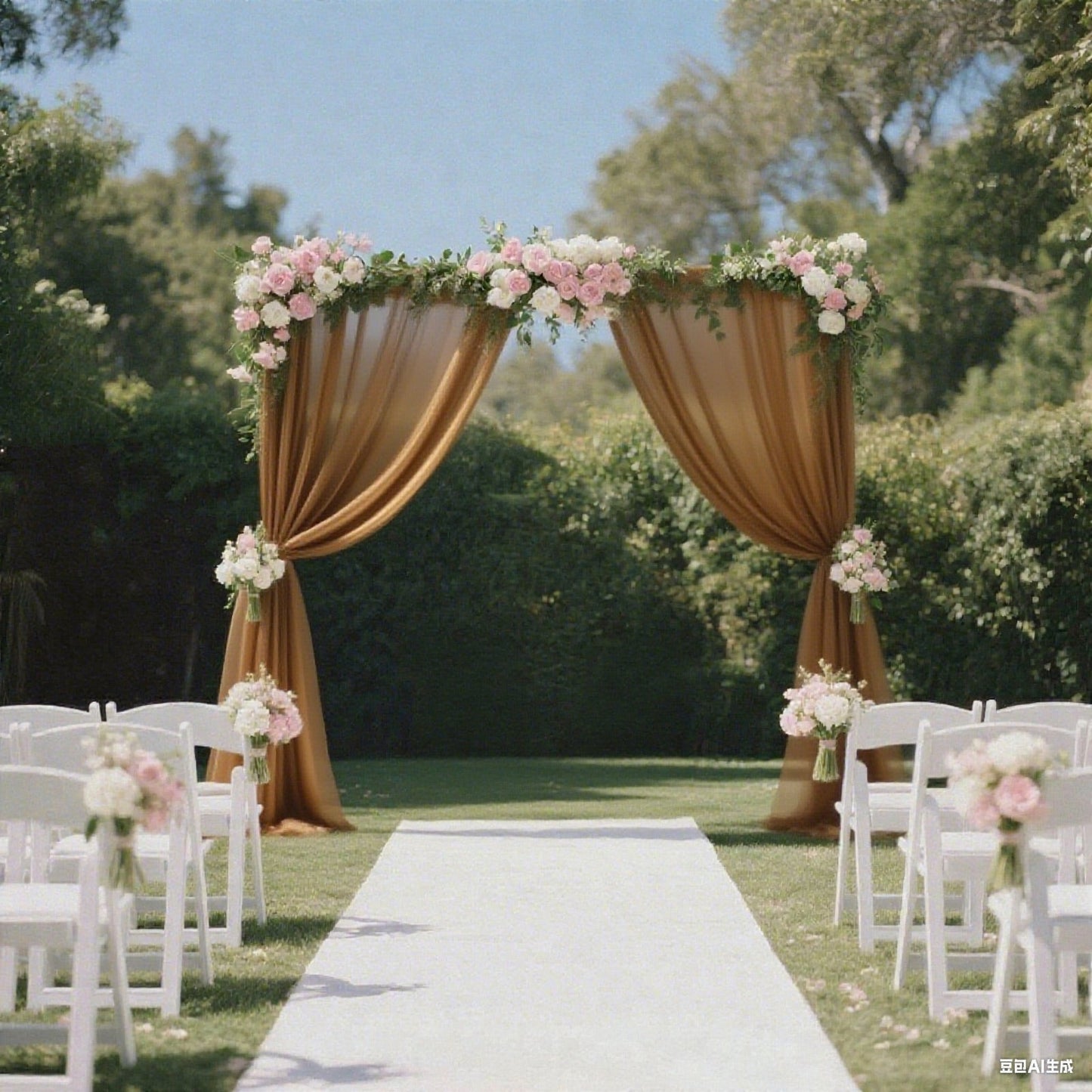 Sheer Backdrop Curtain Panel 5ft Ã— 10ft Gold â€“ Wedding Arch Drape with Rod Pocket