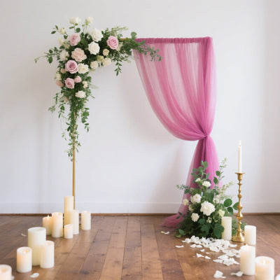 Sheer Backdrop Curtain Panel 5ft Ã— 10ft Mauve Cinnamon Rose â€“ Wedding Arch Drape with Rod Pocket
