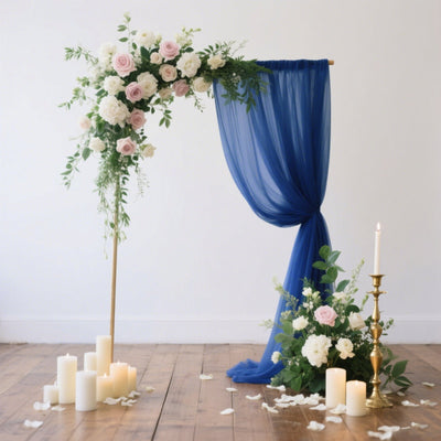 Sheer Backdrop Curtain Panel 5ft Ã— 10ft Navy Blue â€“ Wedding Arch Drape with Rod Pocket