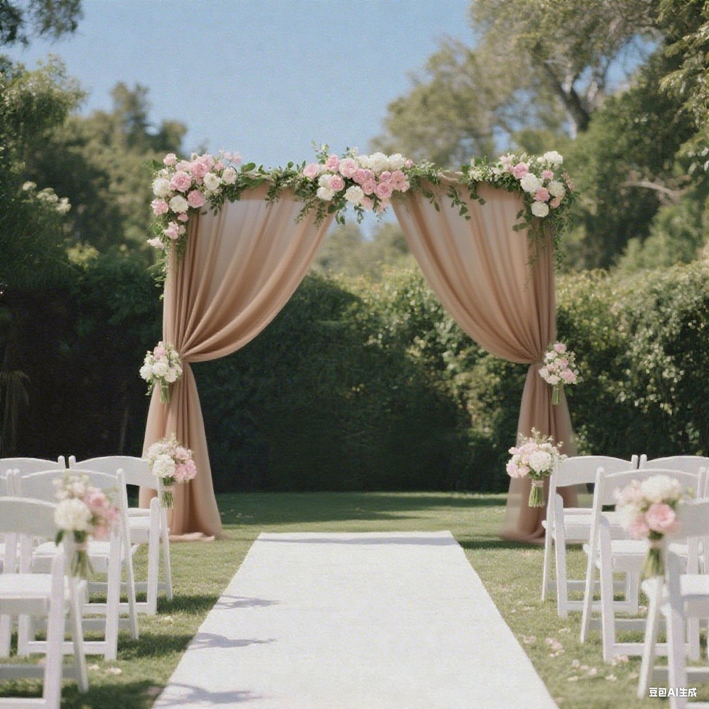 Sheer Backdrop Curtain Panel 5ft Ã— 10ft Taupe  â€“ Wedding Arch Drape with Rod Pocket