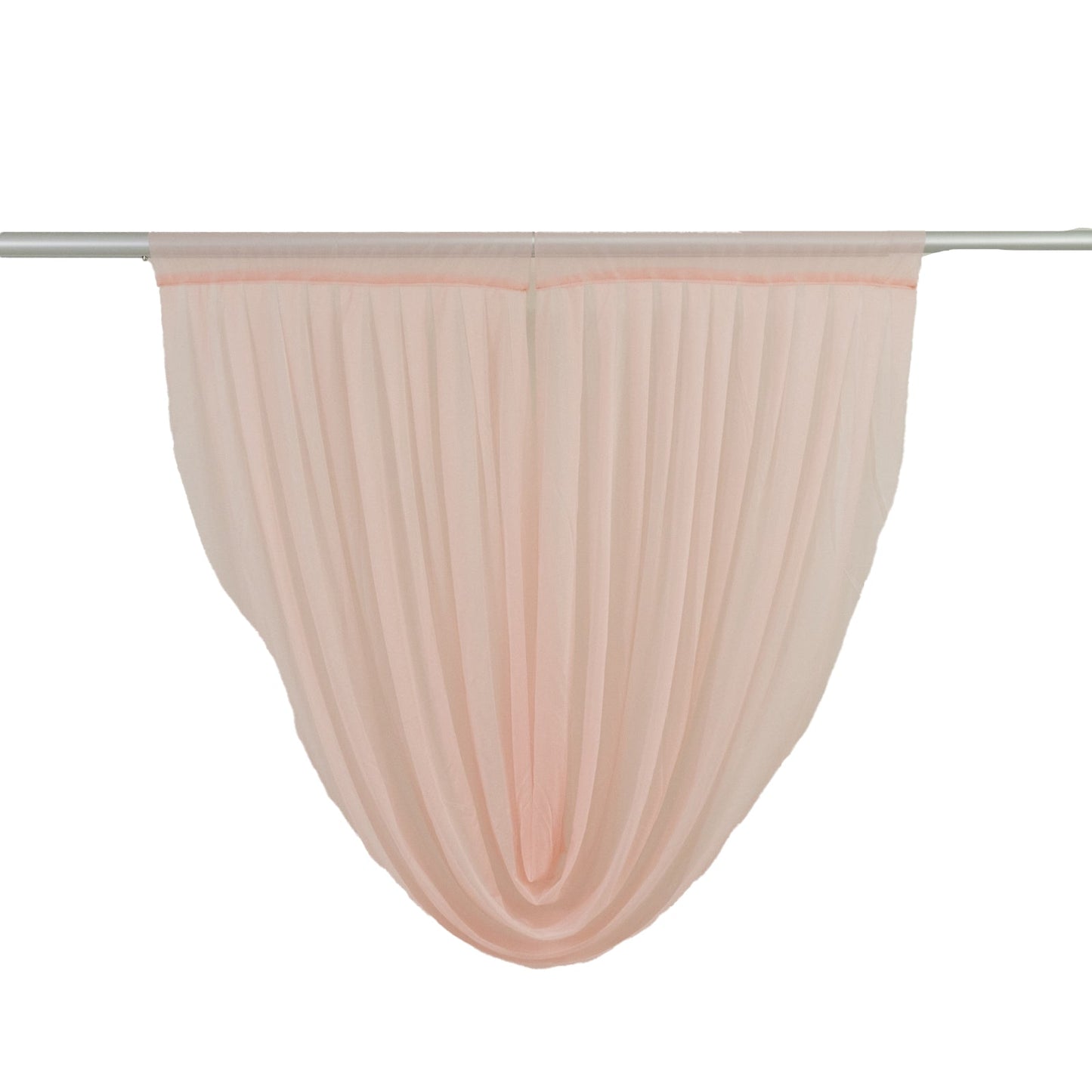 4ft x 4ft Sheer Chiffon Backdrop Valance Drapes â€“ Blush Curved Swag Topper Panel