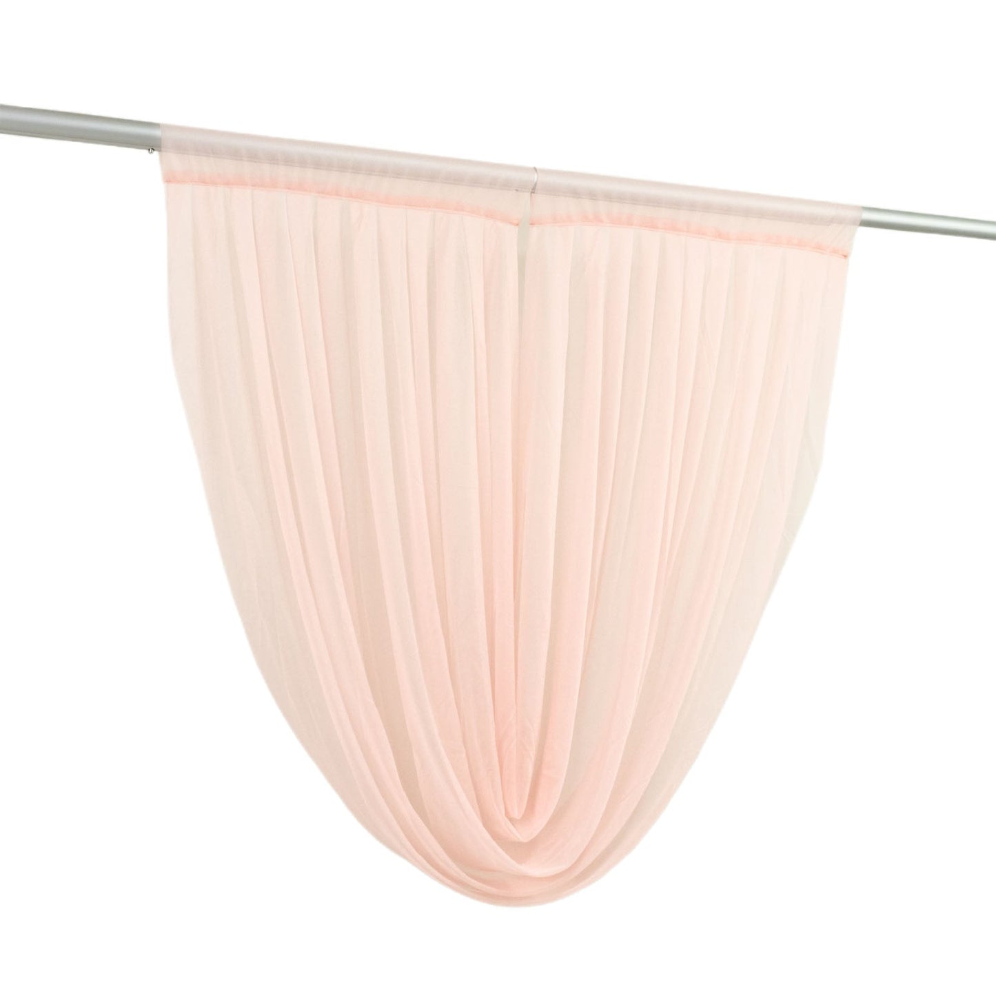 4ft x 4ft Sheer Chiffon Backdrop Valance Drapes â€“ Blush Curved Swag Topper Panel
