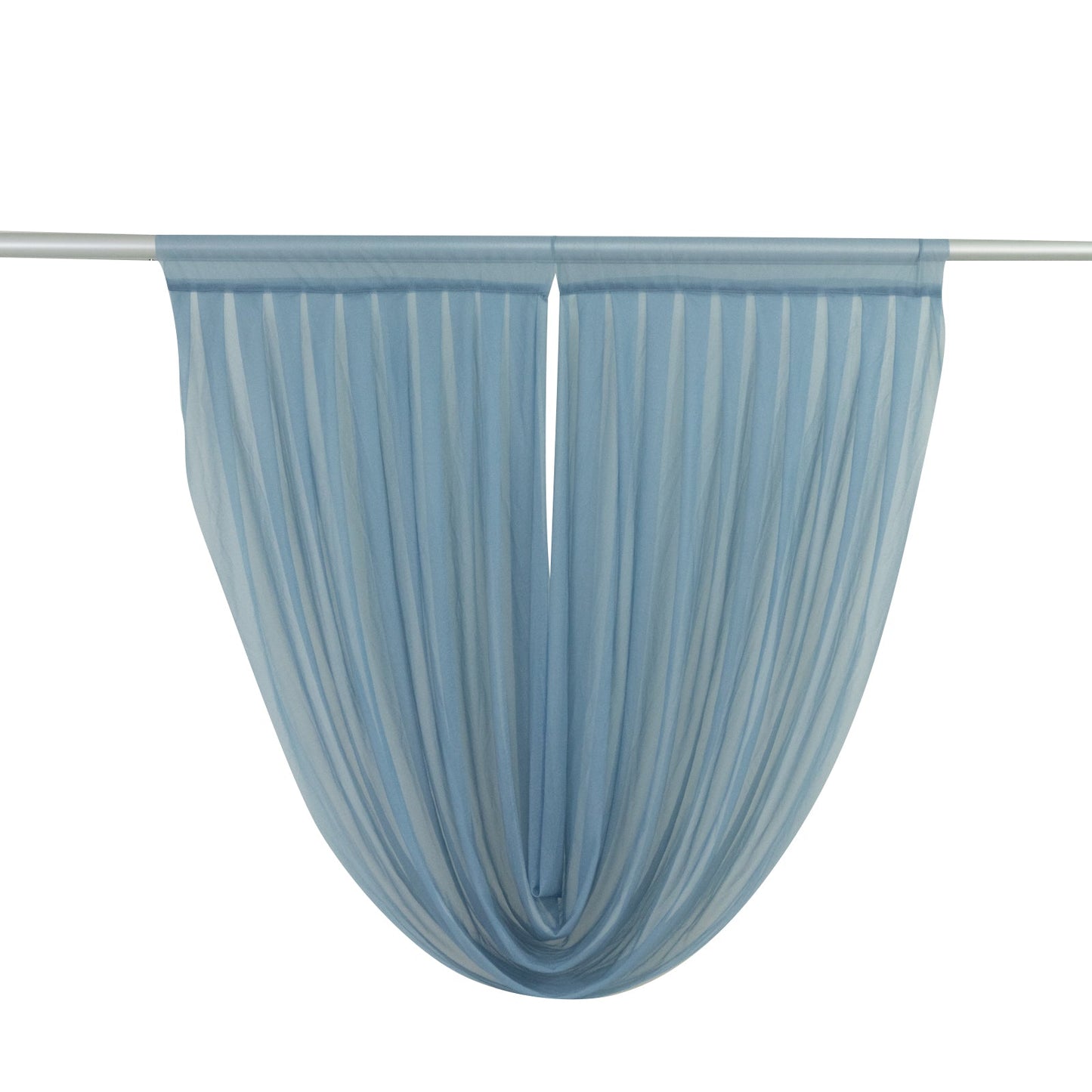 4ft x 4ft Sheer Chiffon Backdrop Valance Drapes â€“ Dusty Blue Curved Swag Topper Panel