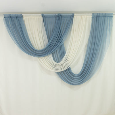 4ft x 4ft Sheer Chiffon Backdrop Valance Drapes â€“ Dusty Blue Curved Swag Topper Panel