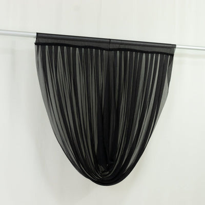 4ft x 4ft Sheer Chiffon Backdrop Valance Drapes â€“ Black Curved Swag Topper Panel