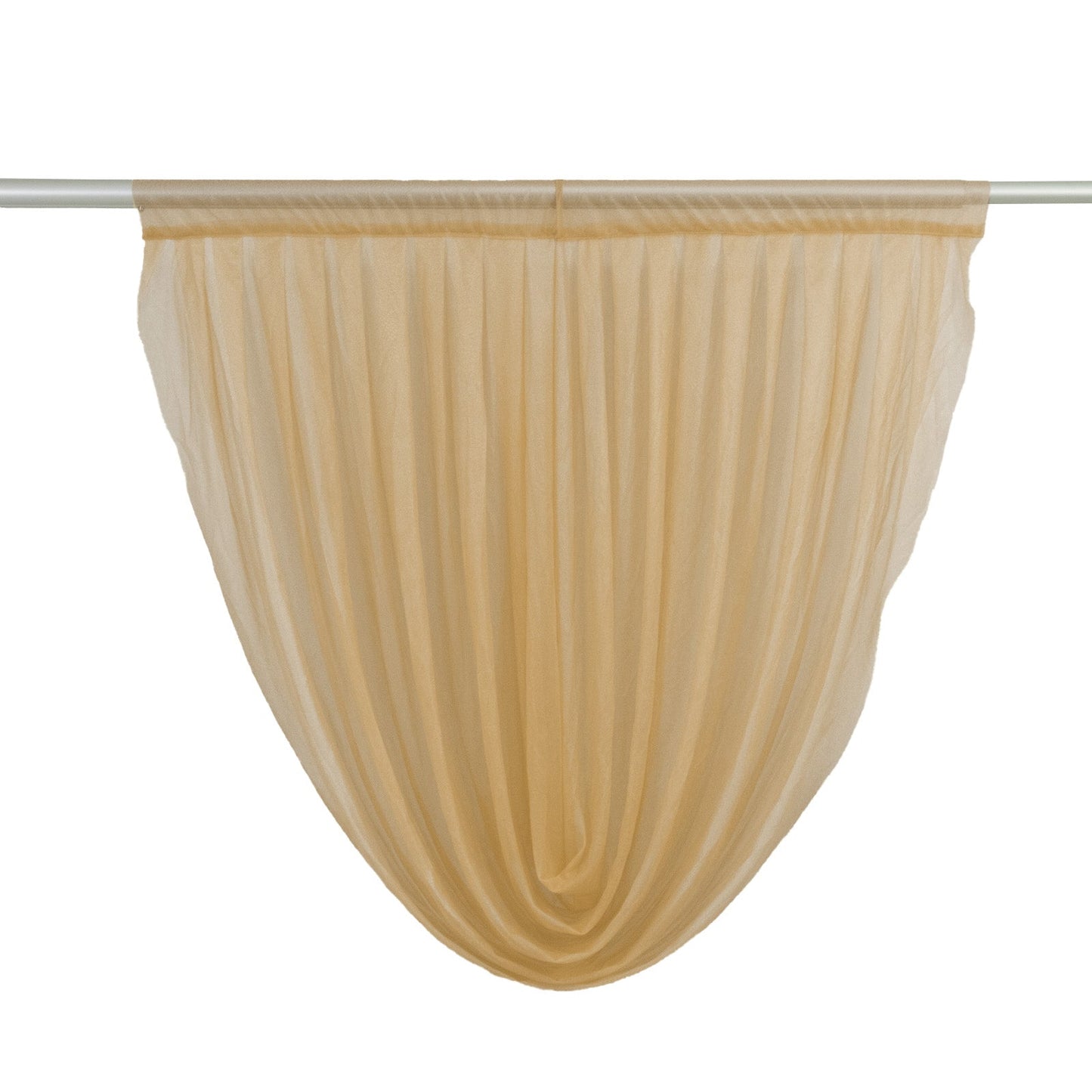 4ft x 4ft Sheer Chiffon Backdrop Valance Drapes â€“ Champagne Curved Swag Topper Panel