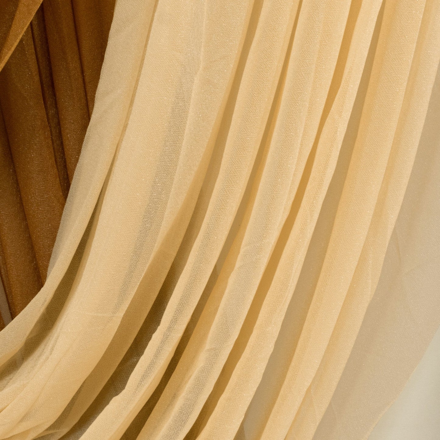 4ft x 4ft Sheer Chiffon Backdrop Valance Drapes â€“ Champagne Curved Swag Topper Panel