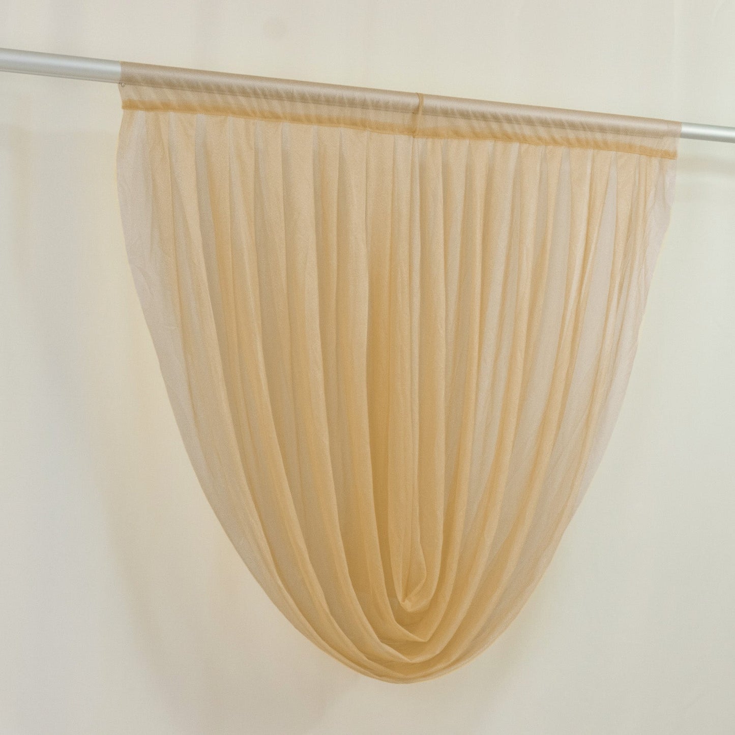 4ft x 4ft Sheer Chiffon Backdrop Valance Drapes â€“ Champagne Curved Swag Topper Panel