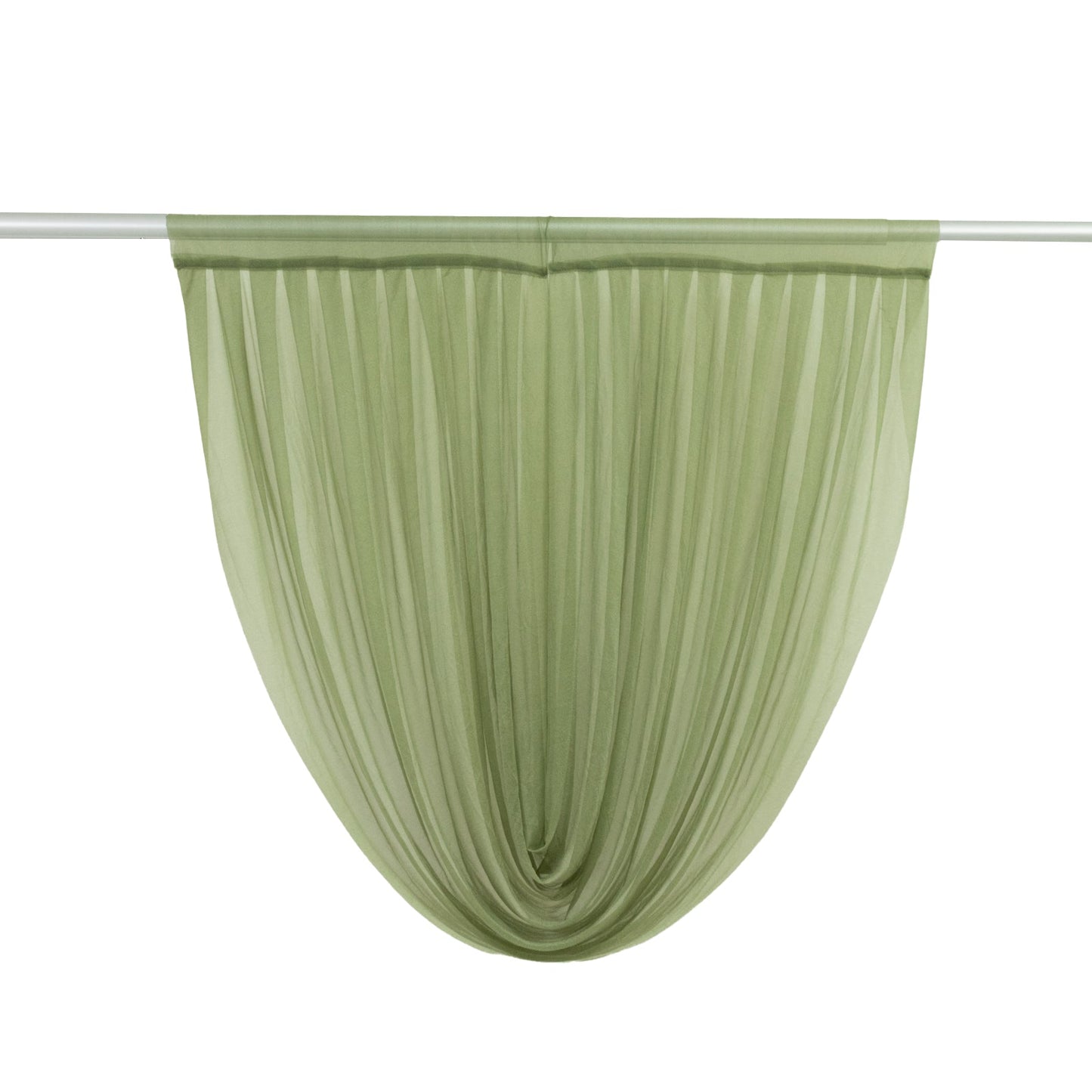 4ft x 4ft Sheer Chiffon Backdrop Valance Drapes â€“ Dusty Sage Green Curved Swag Topper Panel