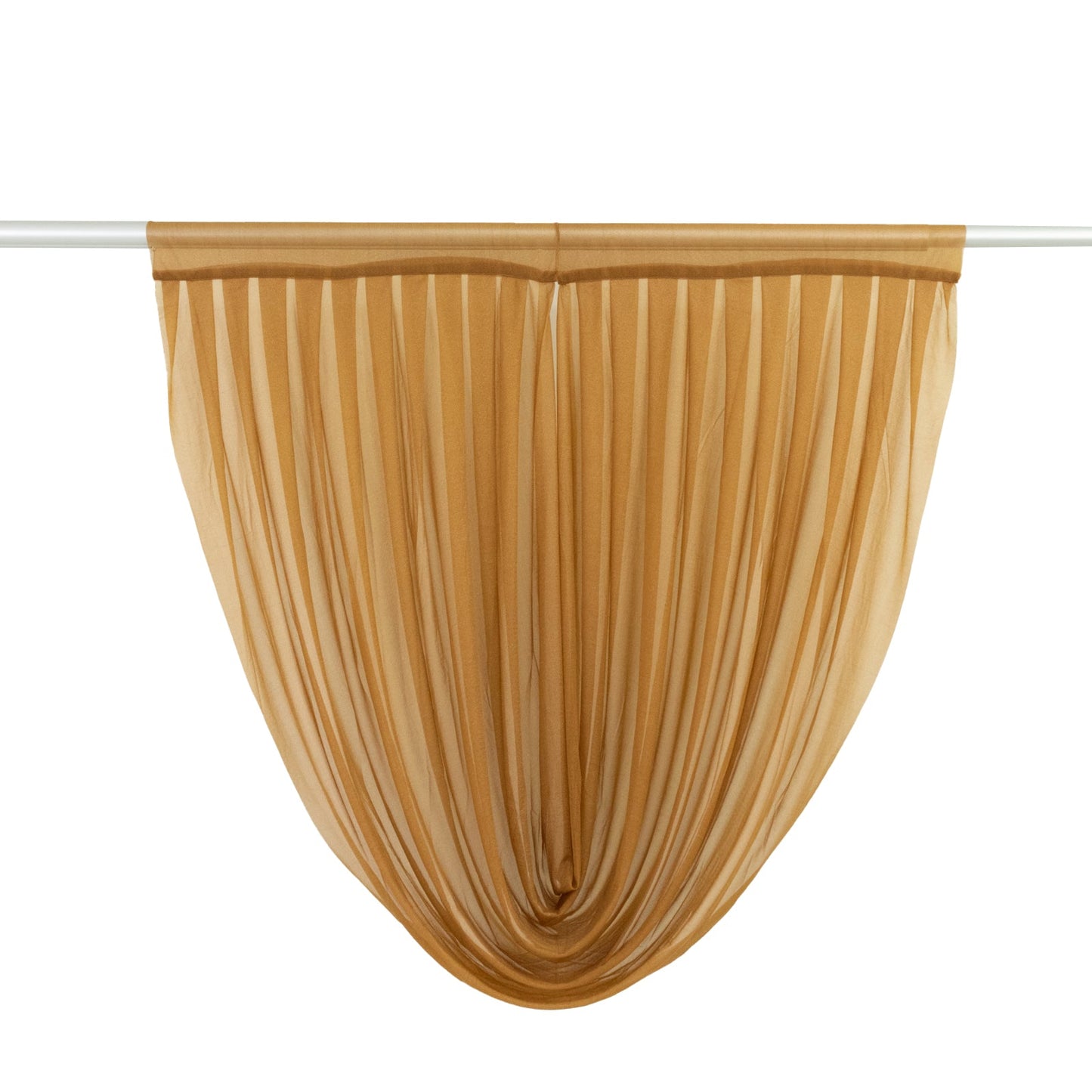4ft x 4ft Sheer Chiffon Backdrop Valance Drapes â€“ Gold Curved Swag Topper Panel