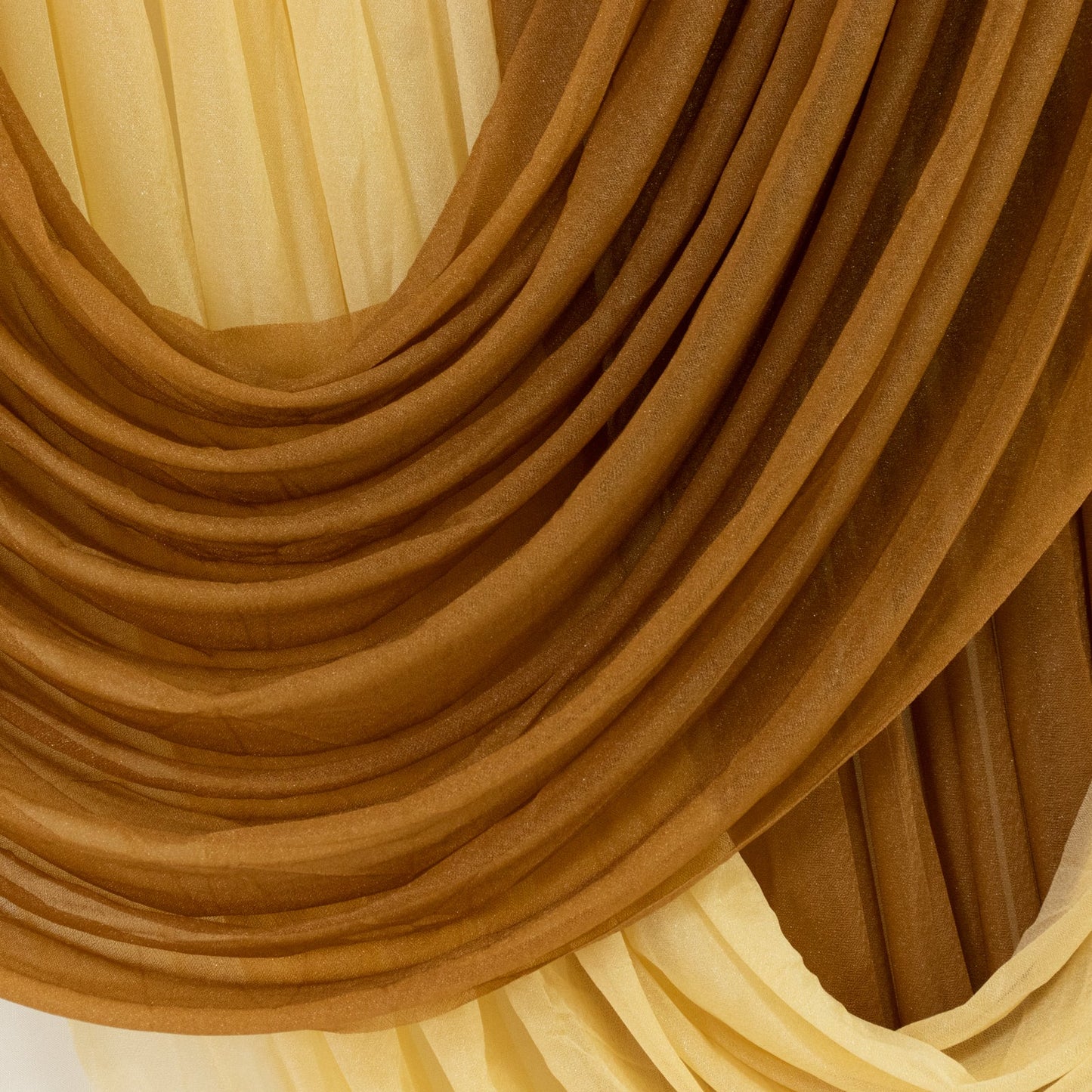 4ft x 4ft Sheer Chiffon Backdrop Valance Drapes â€“ Gold Curved Swag Topper Panel