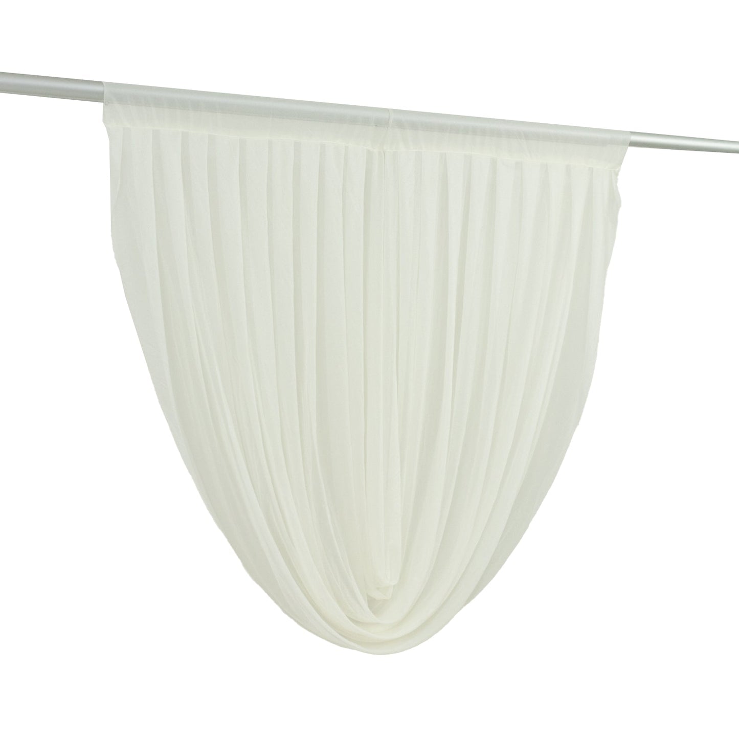 4ft x 4ft Sheer Chiffon Backdrop Valance Drapes â€“ Ivory Curved Swag Topper Panel