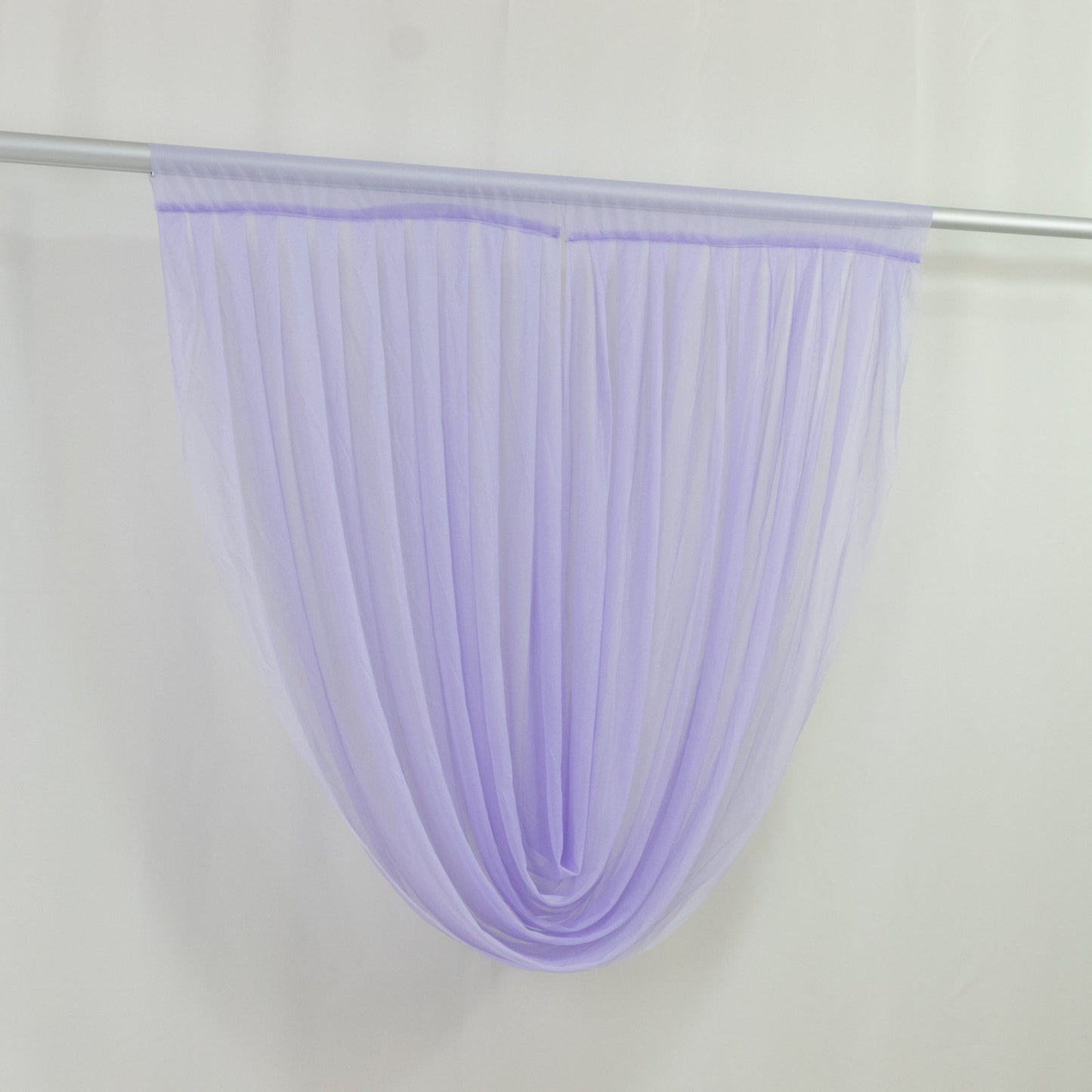 4ft x 4ft Sheer Chiffon Backdrop Valance Drapes â€“ Lavender Lilac Curved Swag Topper Panel