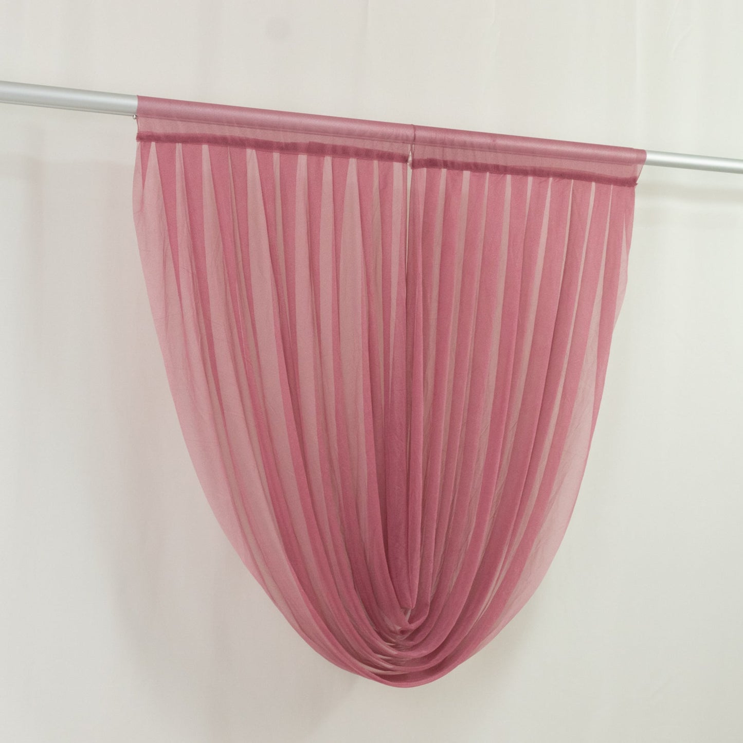4ft x 4ft Sheer Chiffon Backdrop Valance Drapes â€“ Mauve Cinnamon Rose Curved Swag Topper Panel