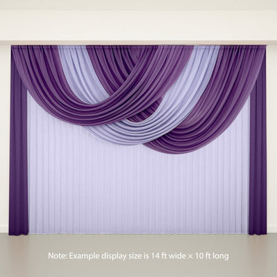 4ft x 4ft Sheer Chiffon Backdrop Valance Drapes â€“ Purple Curved Swag Topper Panel