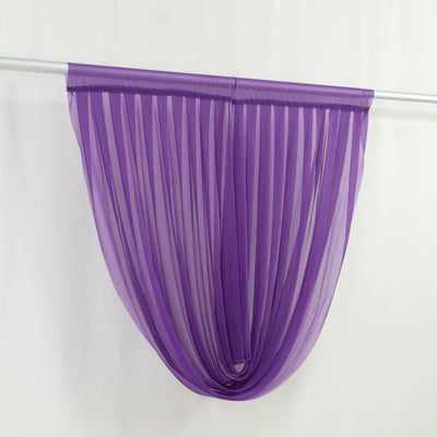 4ft x 4ft Sheer Chiffon Backdrop Valance Drapes â€“ Purple Curved Swag Topper Panel