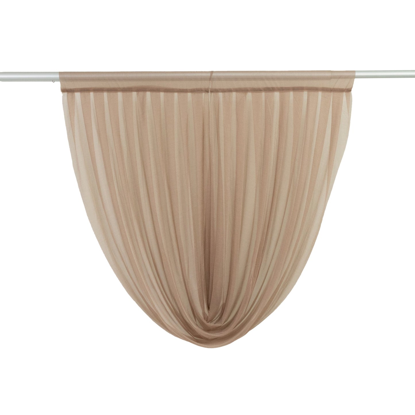 4ft x 4ft Sheer Chiffon Backdrop Valance Drapes â€“ Taupe Curved Swag Topper Panel