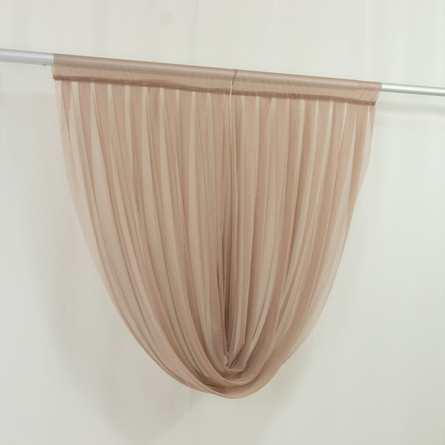 4ft x 4ft Sheer Chiffon Backdrop Valance Drapes â€“ Taupe Curved Swag Topper Panel