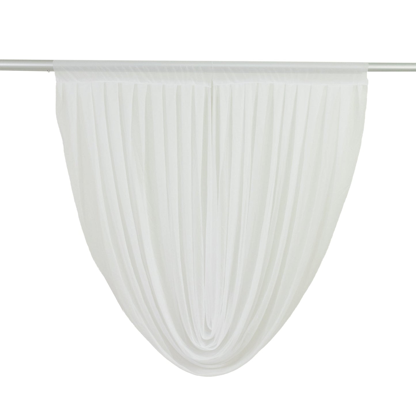 4ft x 4ft Sheer Chiffon Backdrop Valance Drapes â€“ White Curved Swag Topper Panel