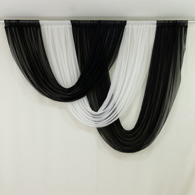 4ft x 4ft Sheer Chiffon Backdrop Valance Drapes â€“ White Curved Swag Topper Panel