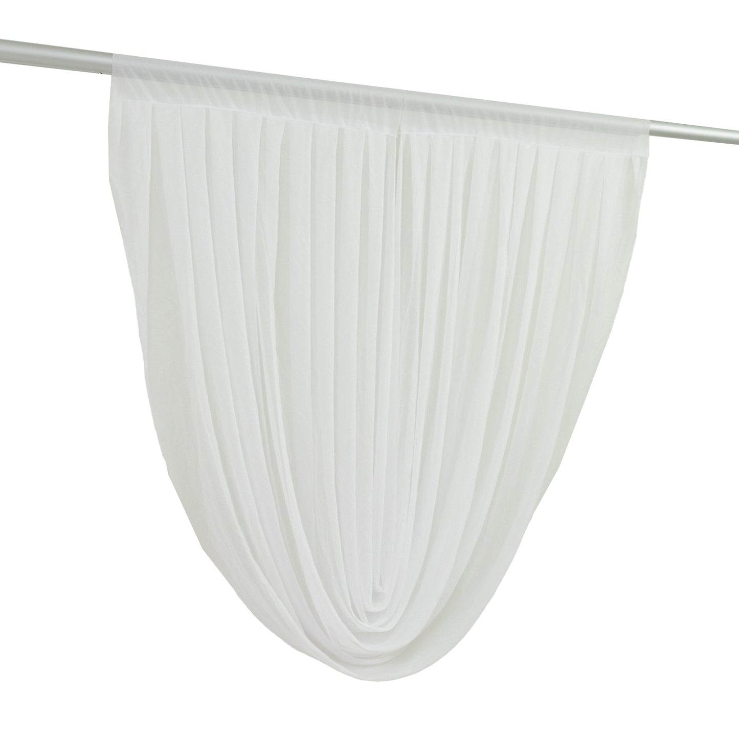 4ft x 4ft Sheer Chiffon Backdrop Valance Drapes â€“ White Curved Swag Topper Panel