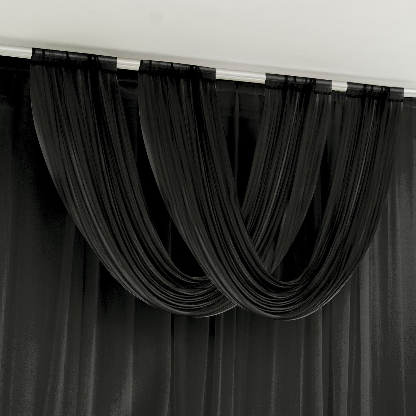 Black Sheer Chiffon Valance Curtain 4ft x 5ft â€“  Wedding Arch Drape with Rod Pocket, Voile Backdrop Panel