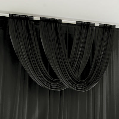 Black Sheer Chiffon Valance Curtain 4ft x 5ft â€“  Wedding Arch Drape with Rod Pocket, Voile Backdrop Panel