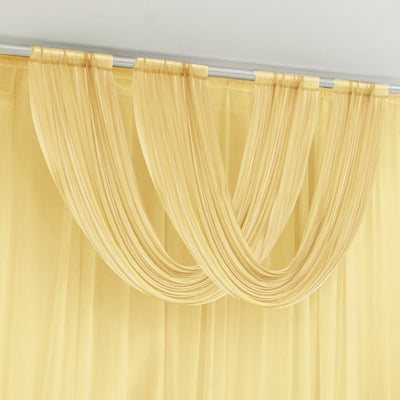 Champagne Sheer Chiffon Valance Curtain 4ft x 5ft â€“  Wedding Arch Drape with Rod Pocket, Voile Backdrop Panel