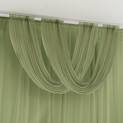 Dusty Sage Green Sheer Chiffon Valance Curtain 4ft x 5ft â€“  Wedding Arch Drape with Rod Pocket, Voile Backdrop Panel