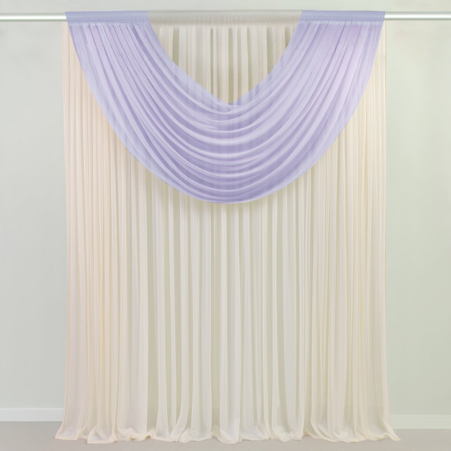 Lavender Lilac Sheer Chiffon Valance Curtain 4ft x 5ft â€“  Wedding Arch Drape with Rod Pocket, Voile Backdrop Panel