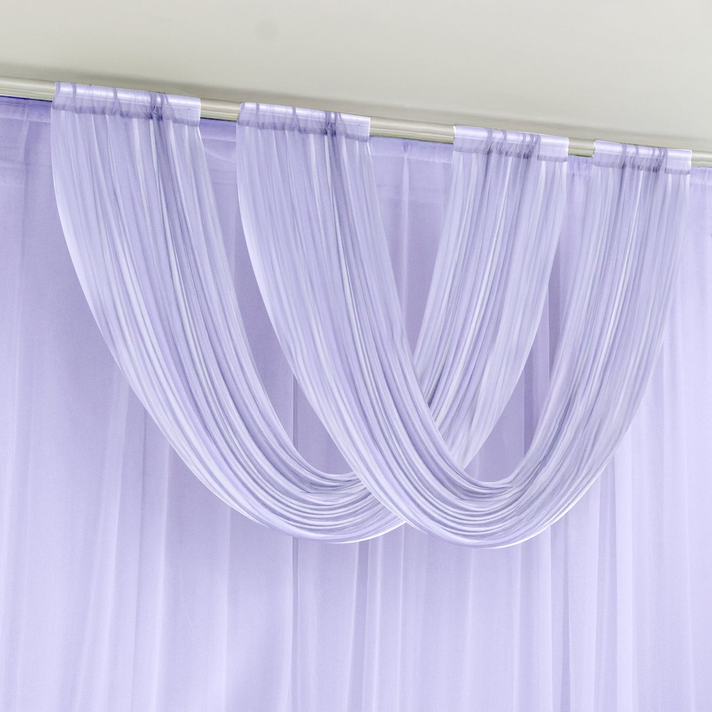 Lavender Lilac Sheer Chiffon Valance Curtain 4ft x 5ft â€“  Wedding Arch Drape with Rod Pocket, Voile Backdrop Panel