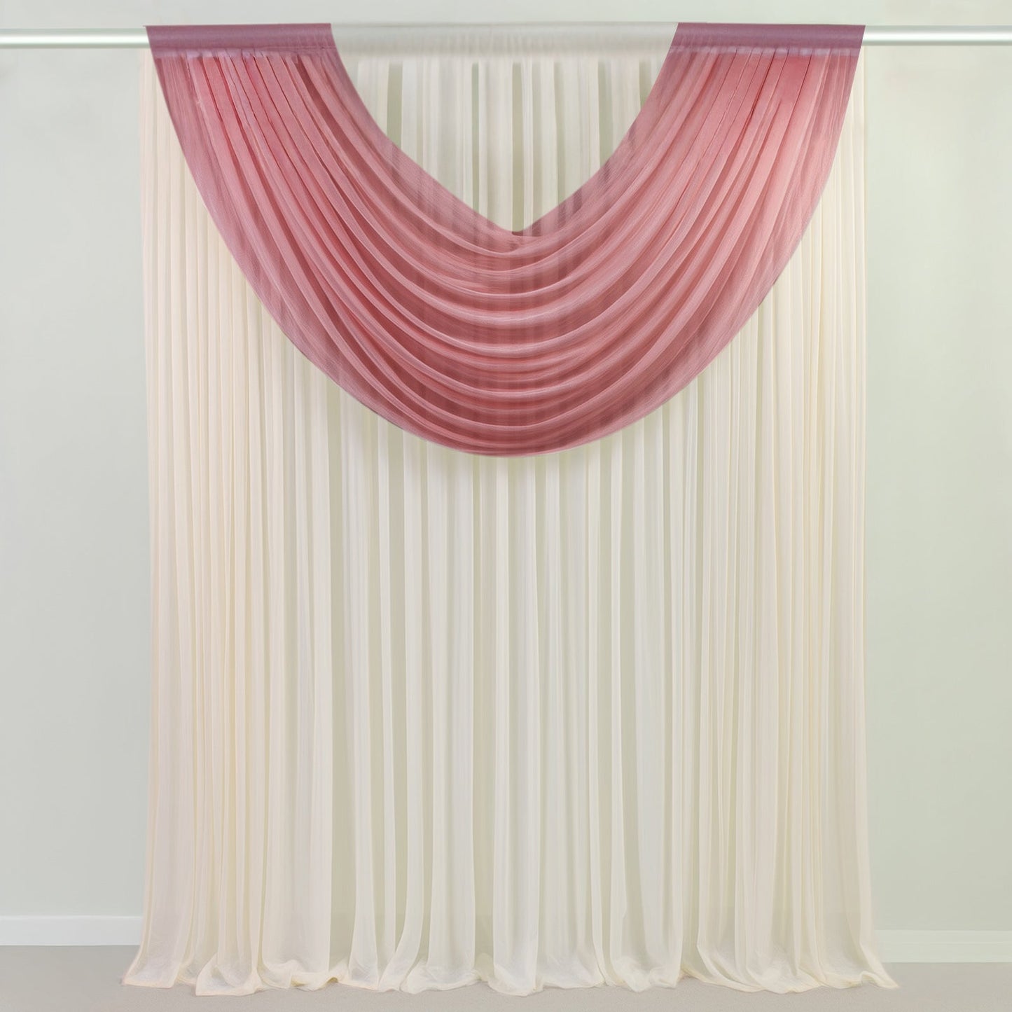 Mauve Cinnamon Rose Sheer Chiffon Valance Curtain 4ft x 5ft â€“  Wedding Arch Drape with Rod Pocket, Voile Backdrop Panel