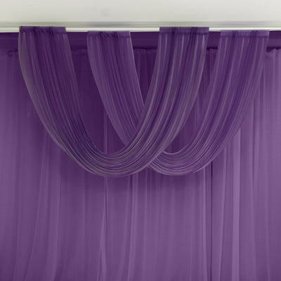 Purple Sheer Chiffon Valance Curtain 4ft x 5ft â€“  Wedding Arch Drape with Rod Pocket, Voile Backdrop Panel