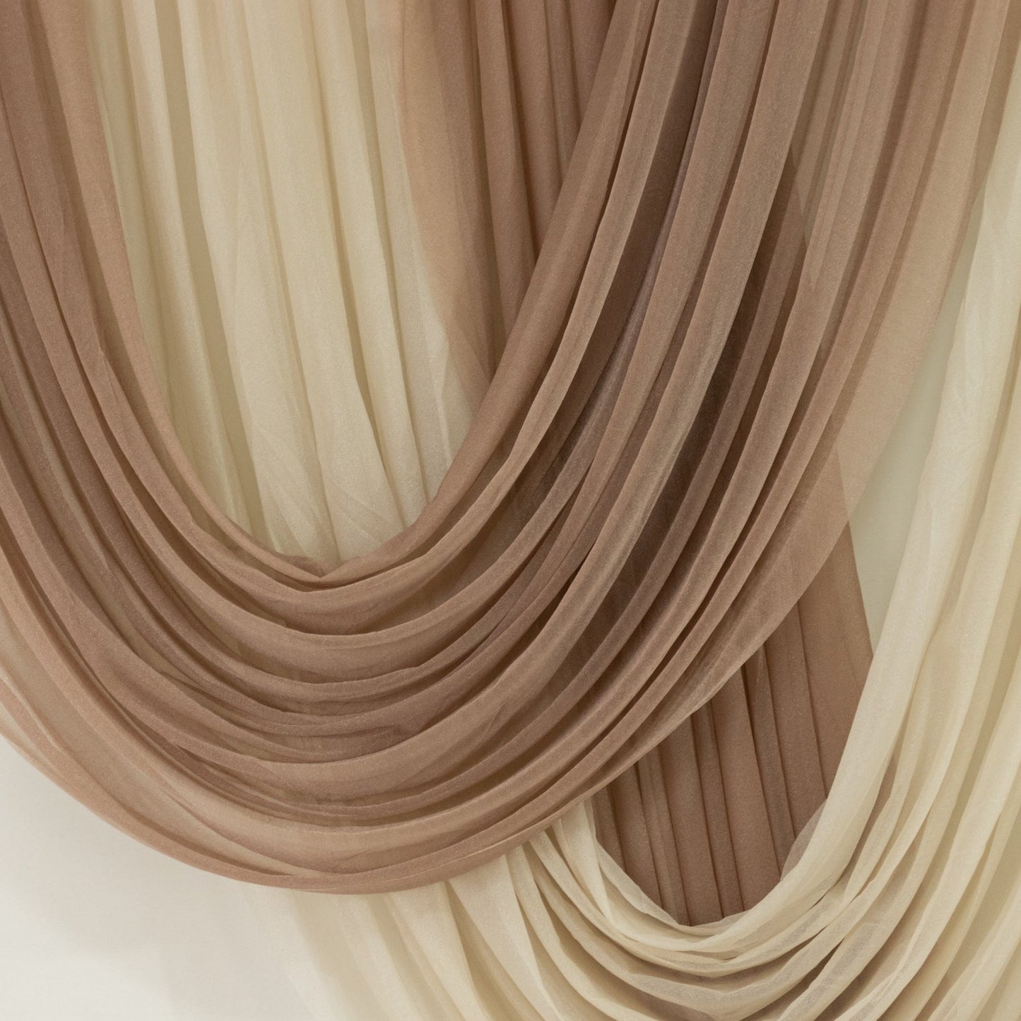 Taupe Sheer Chiffon Valance Curtain 4ft x 5ft â€“  Wedding Arch Drape with Rod Pocket, Voile Backdrop Panel