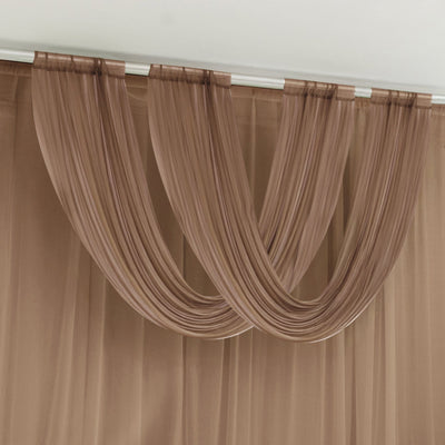 Taupe Sheer Chiffon Valance Curtain 4ft x 5ft â€“  Wedding Arch Drape with Rod Pocket, Voile Backdrop Panel