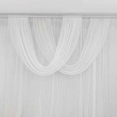 White Sheer Chiffon Valance Curtain 4ft x 5ft â€“  Wedding Arch Drape with Rod Pocket, Voile Backdrop Panel