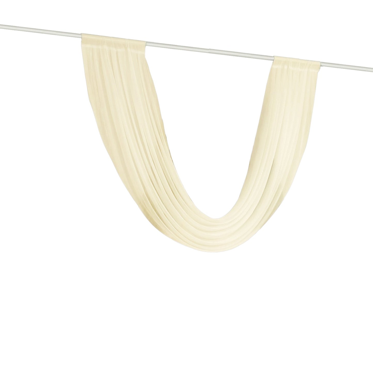 Beige Sheer Chiffon Valance Curtain 4ft x 6ft â€“  Wedding Arch Drape with Rod Pocket, Voile Backdrop Panel