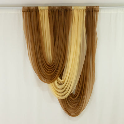 Champagne Sheer Chiffon Valance Curtain 4ft x 6ft â€“  Wedding Arch Drape with Rod Pocket, Voile Backdrop Panel