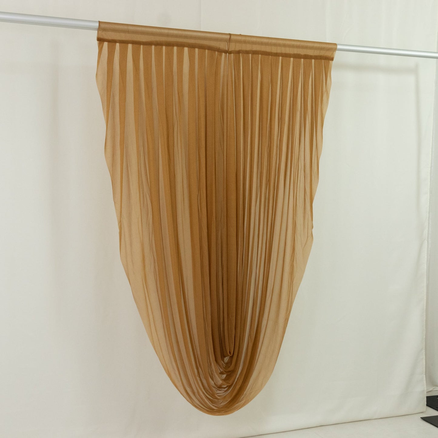 Gold Sheer Chiffon Valance Curtain 4ft x 6ft â€“  Wedding Arch Drape with Rod Pocket, Voile Backdrop Panel