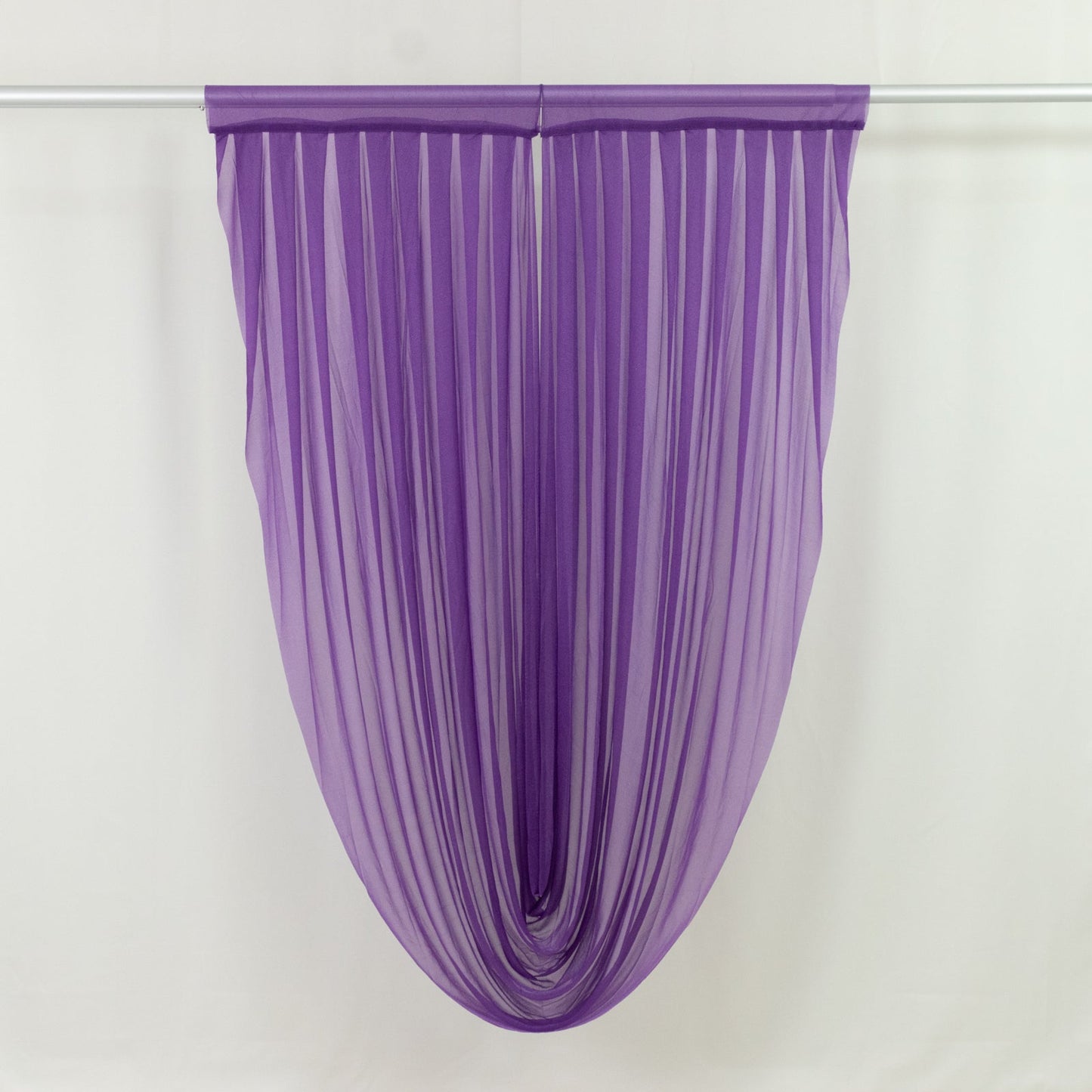 Purple Sheer Chiffon Valance Curtain 4ft x 6ft â€“  Wedding Arch Drape with Rod Pocket, Voile Backdrop Panel
